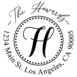 Solid Line and Dot Border Letter H Monogram Stamp Sample